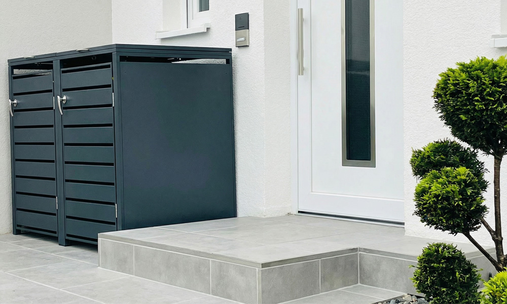 Muell-Tonnen-Verschlag aus Aluminium inkl. Beleuchtung